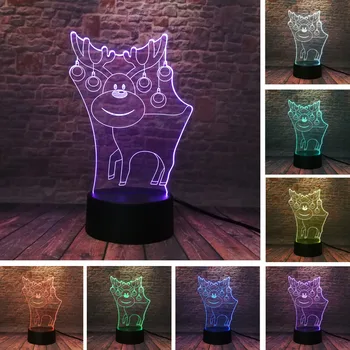 

Amroe 2018 New Cartoon Merry Christmas Bell Deer 3D LED 7 Color Dimming Gradient Night Lights Child Kids Family Friend Xmas Toy