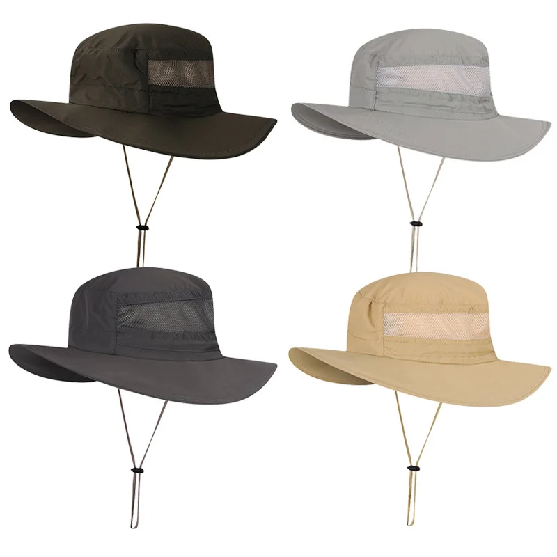 

Breathable Wide Brim Boonie Hat Outdoor UPF 50+ Sun Protection Mesh Safari Cap for Travel Fishing Hunting big Brim sun cap hat