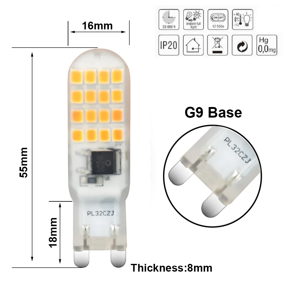 Super Bright LED Bulb g9 220V 5W 32LEDS SMD2835 Silicone Lamp replace 40W Halogen light for crystal chandelier lighting ceiling