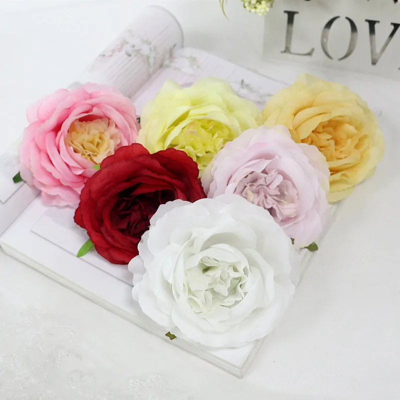 Flone Artificia Rose Flower Head 10cm Simulation Rose Flowers Fake Silk Flowers Wedding Home Party DIY Garland Decor Art (5)