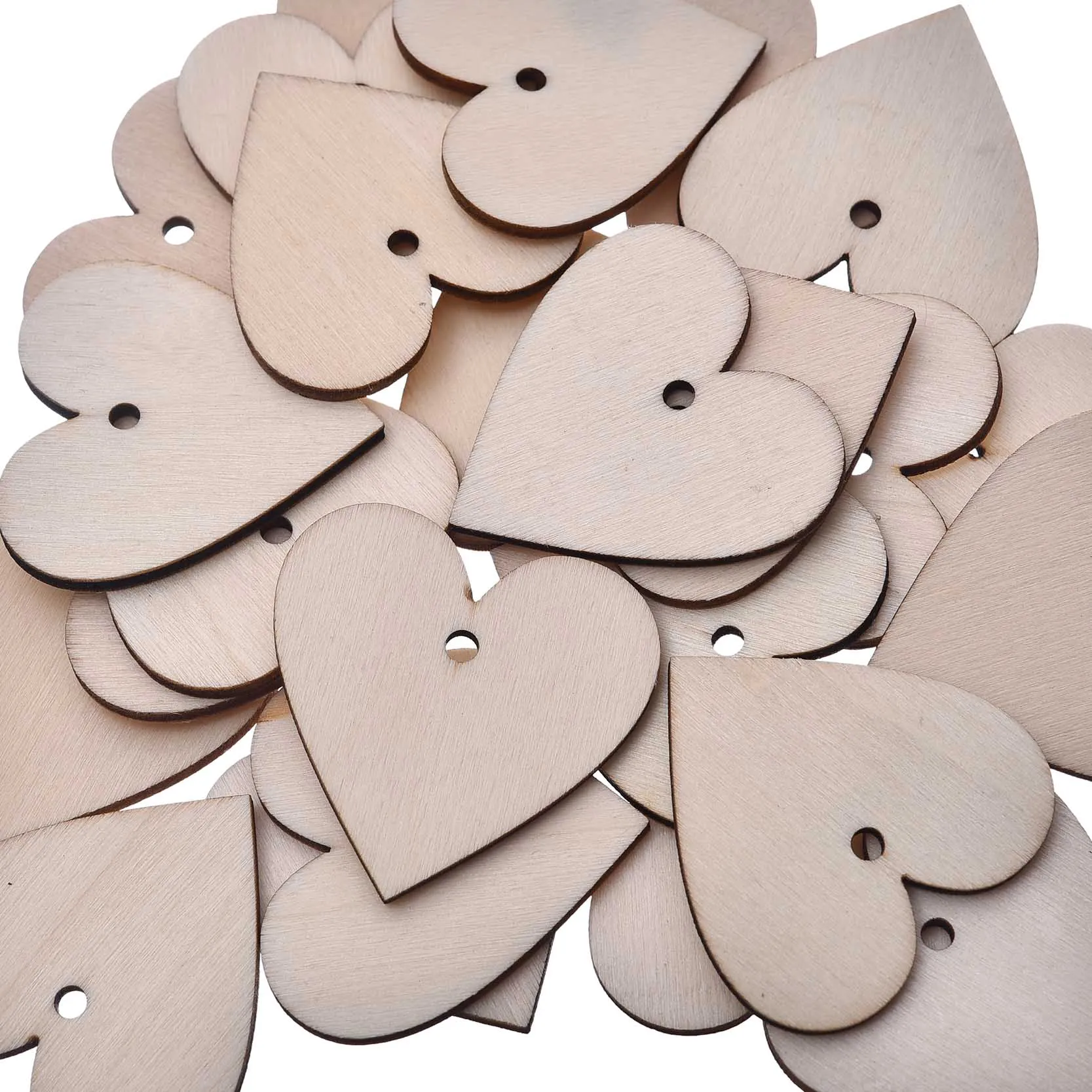 

50Pcs / Lot Natural Wooden Color 40mm Heart-Shaped Wood Buttons 1 Hole Fabrics Wooden Buttons DIY