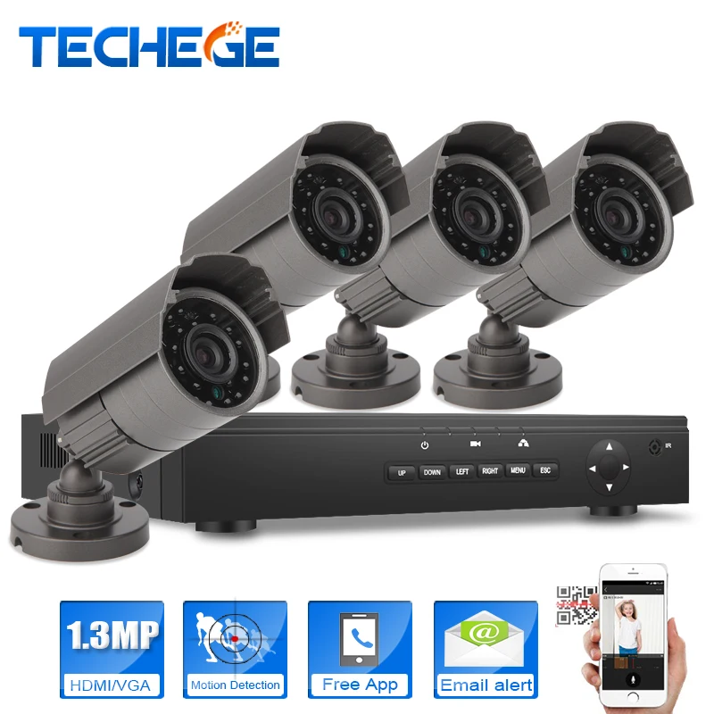 Techege 4CH AHD DVR 1080p HDMI AHD 1280*960 1500TVL SONY238 IR Weatherproof CCTV Camera Security System 960P Surveillance Kits