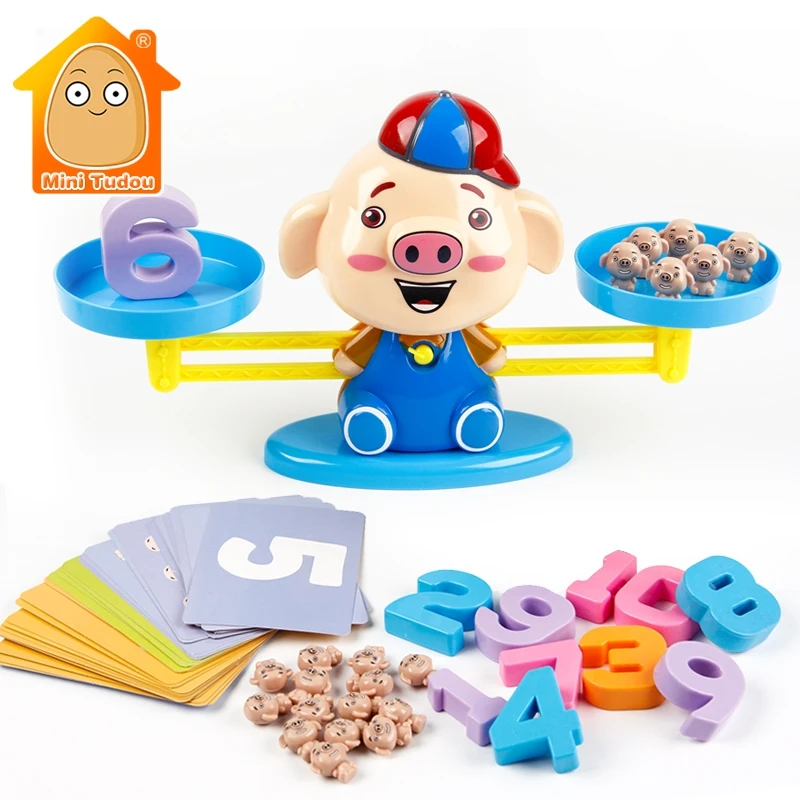 

Early Learning Educational Math Toy Baby Digital Cute Pig Balance Mathematical Preschool Sensory Toys Sort Abacus For Children