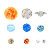 Светящиеся наклейки на стену s Moon Акварельная солнечная система светящиеся наклейки детская комната украшение теплопередача Винил