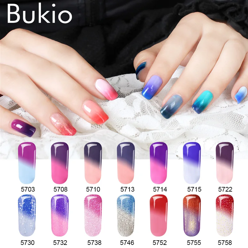 

Bukio Heat Cold Temperature Changing High Quality Nail Polish New Upgrade Soak-off Gel Lacquer Primer Lucky UV Glue Varnish 8ML