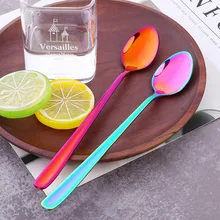 Покупатель Звезда 8 шт из нержавеющей стали ложка для мороженого переливчатая радуга длинная ручка десертный чай кофе золото Красочные ложки