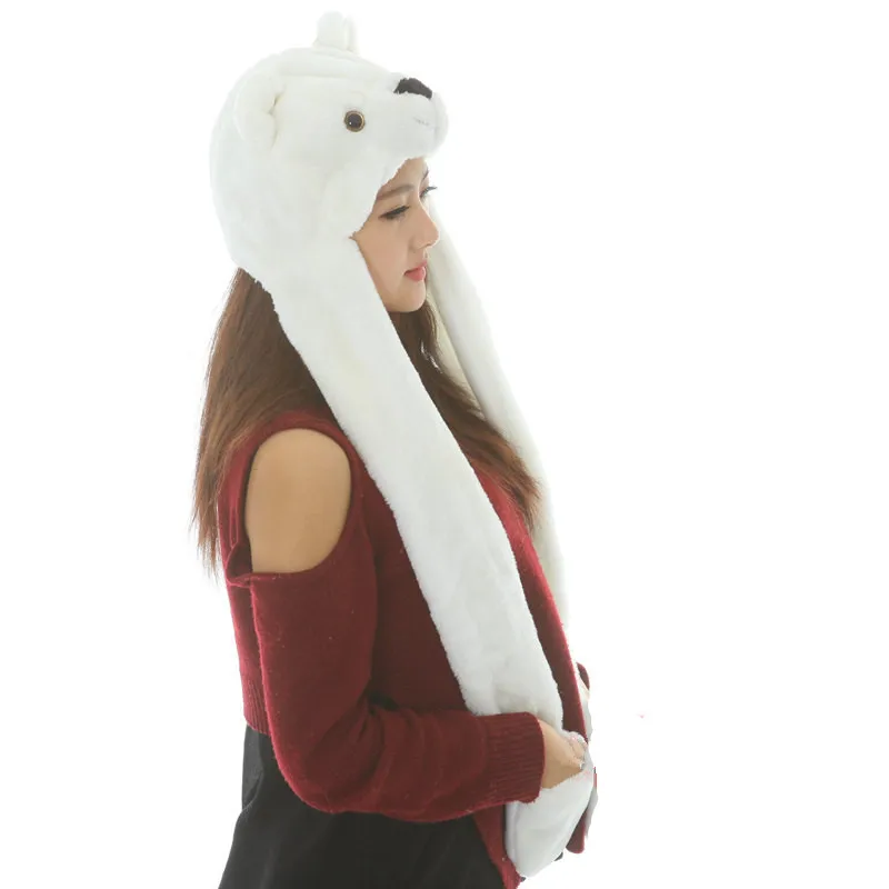 Bonnet Oreilles Qui Bougent Ours Polaire Chapeau D'Hiver