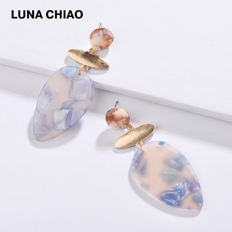

LUNA CHIAO New Arrival New York Designer Trendy Water Drop Pear Shape Colorful Lucite Drop Earrings For Women