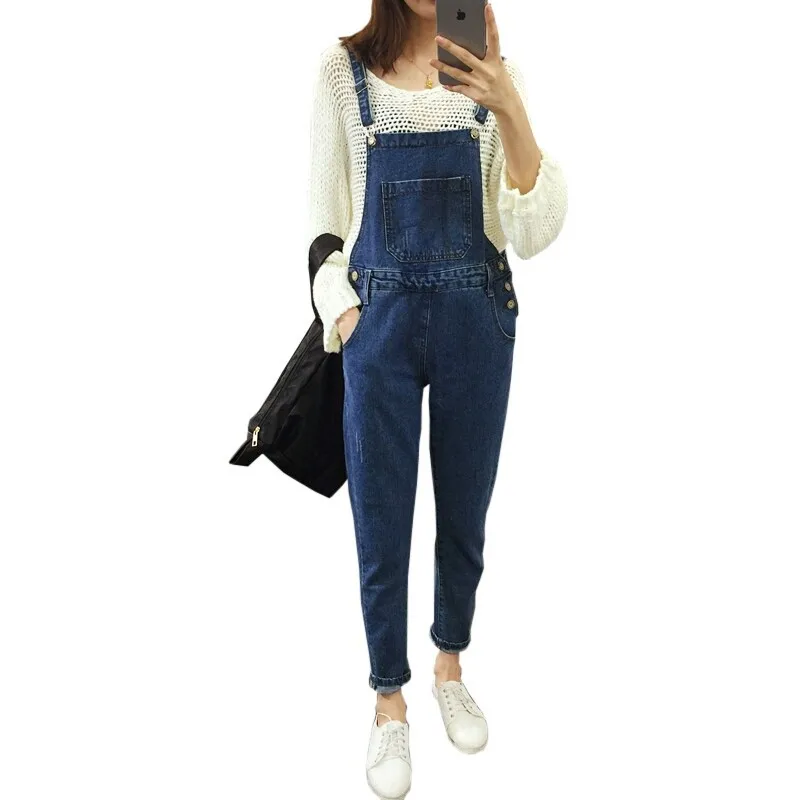Korean Style Plus Size Vintage Denim Bodysuit Rompers