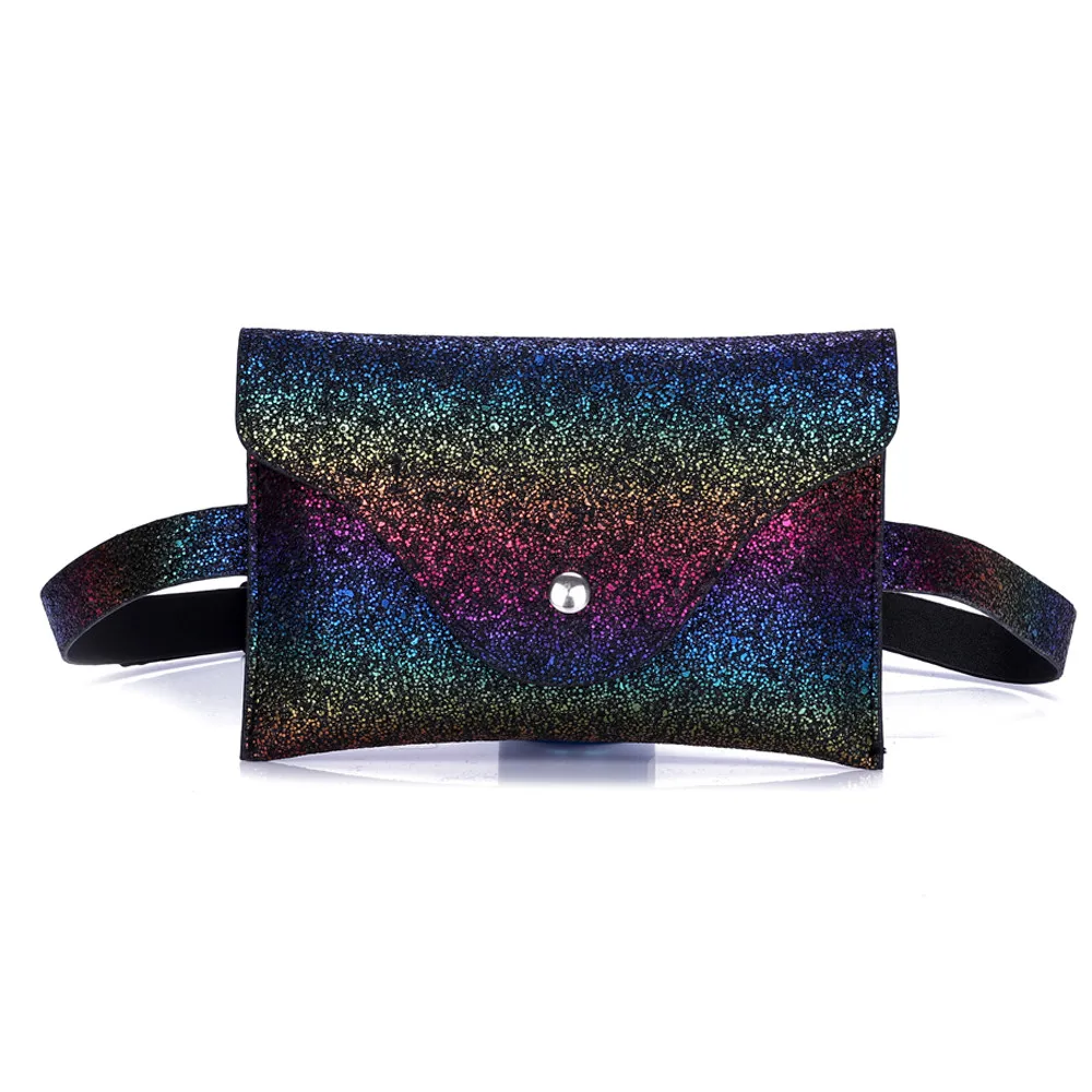 

Girls New Design Color Women Sequins Shoulder Bag Zipper Chest Fanny Pack Waist Bag Adjustable Belt Portable 4 Color Chest Bag