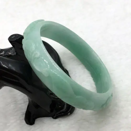 

2511 China Beautiful Hand-carved Green Jadeite Jade Gems Bracelet Bangle