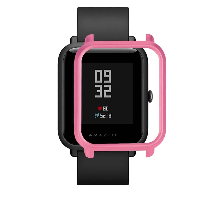 Цветной чехол из поликарбоната для Xiaomi Amazfit Bip BIT PACE Lite, Молодежные умные часы, защитная оболочка для Xiaomi Huami Amazfit Watch - Цвет: Pink red