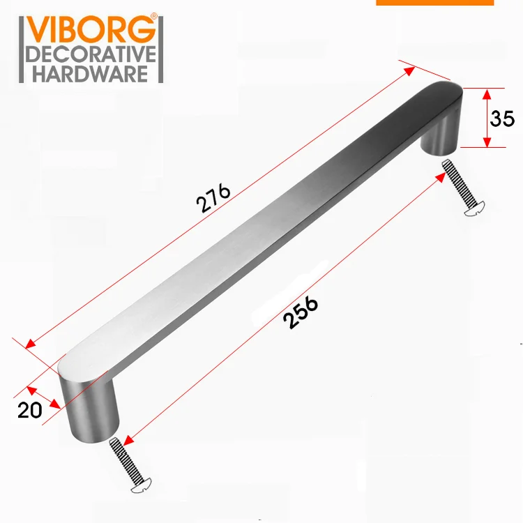 

VIBORG Deluxe 256mm Solid 304 Stainless Steel Modern Kitchen Cabinet Cupboard Door Wardrobe Handles Drawer Pull Handle, SV728