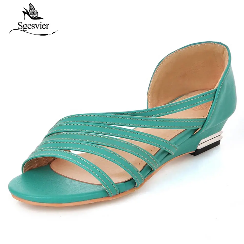 

SGESVIER 2018 New Women's Sandals Sexy Wedge Low Heels Summer Shoes Ladies PU Peep Toe Platform Rome Shoes Big Size 31-43 B63