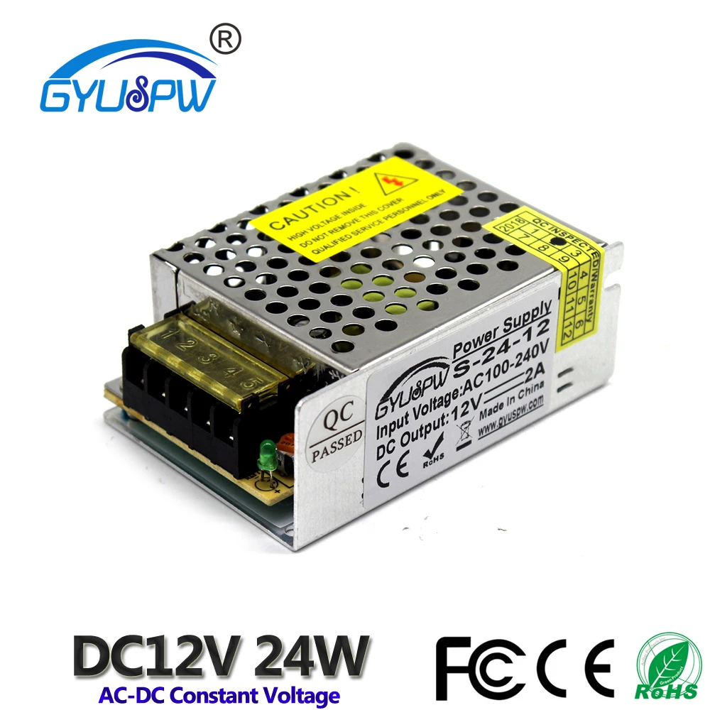 

DC 12V 2A 24W Regulated Switching Power Supply Swich Driver Voltage Transformer 100-240V AC-DC SMPS for LED Strip Light Display