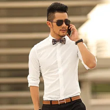 Марка Известный Хлопок Бизнес Повседневная рубашка Для мужчин; рубашки с длинным рукавом Тонкий сплошной Для мужчин большие размеры 2XL camisa социальной masculina S243