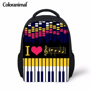 

Coloranimal Children School Bag Music Notes with Piano Keyboard Pattern Preschooler Bags for Teenager Girl Boy Kid Mini Backpack