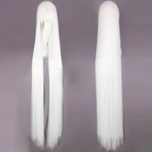 Аниме основные длинные 150 см прямые белые женские Женские синтетические волосы косплей парик термостойкий