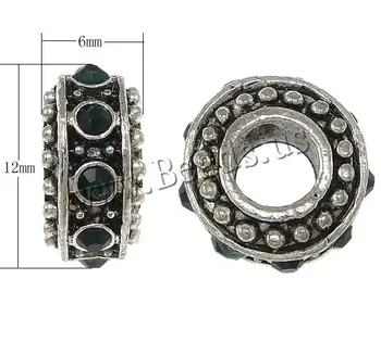 

2015 Zinc Alloy European Beads, Drum With Enamel And Big Hole Inlay Crystal Beads For Bangle