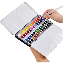 Profissional 12/24/36/48 cores sólido aquarela tintas conjunto com pincel água cor pigmento conjunto acuarelas verf fontes da arte