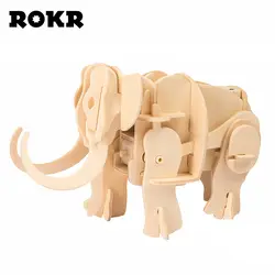 ROKR DIY Модель мамонта ручной работы игрушечные лошадки 3D деревянные головоломки сборки модель здания комплект для детей A400S прямая доставк