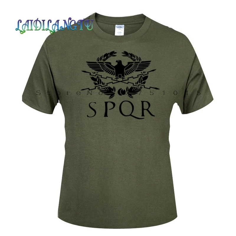 Летняя мода Римская империя футболки мужские SPQR футболка Топы хлопок короткий рукав баннер с орлом футболка - Цвет: green