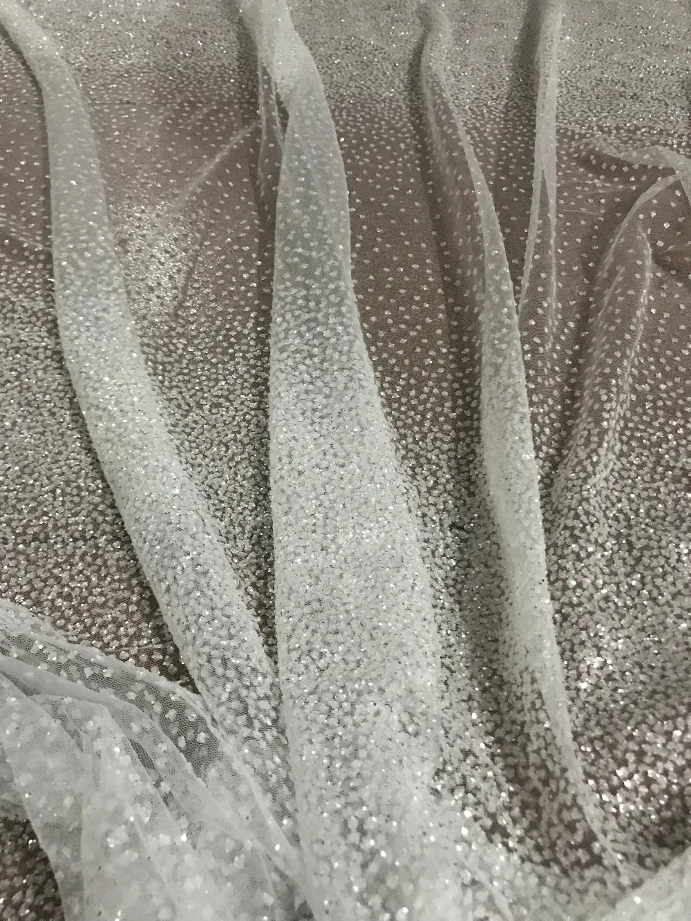 5 ярдов сетка тюль ручная печать ткань с блестящим кружевом белого цвета JIANXI.C-111409 для свадебного платья/вечернее платье/вечерние