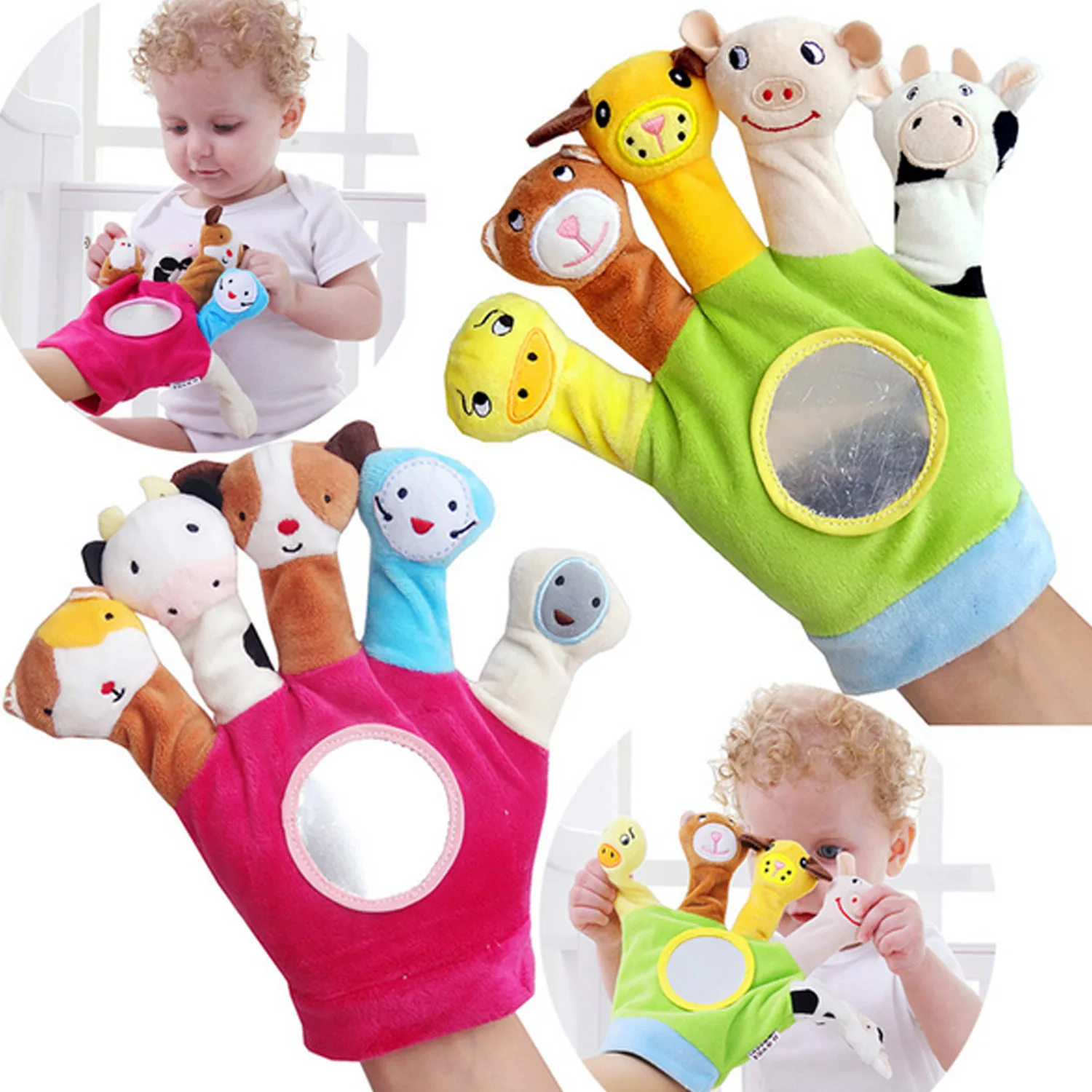 

Baby Cartoon Animal Plush Finger Puppet Glove Finger Toy Finger Doll Cloth Educational Hand Puppets Favor Dolls Tell Story Toy