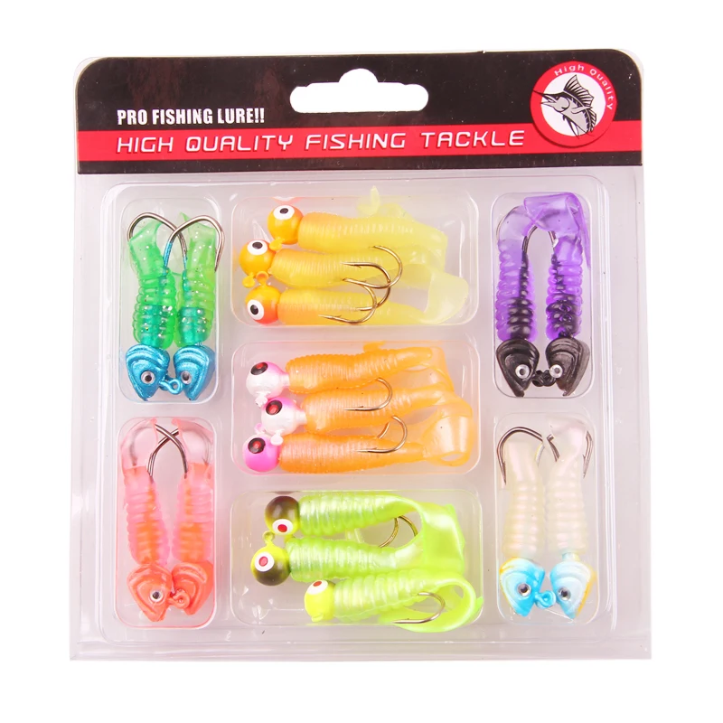 17 Pcs/lot Fishing Lure Kit Litter Soft Lures Swimming Jig 17 Soft Lure