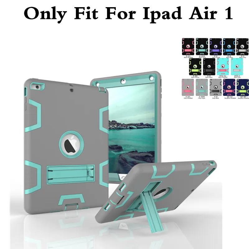 

For iPad Air1 Shockproof Heavy Duty Protect Shell Skin Rubber Silicon Hybrid Cover Stand Case For iPad Air 1 A1474 A1475 Tablet