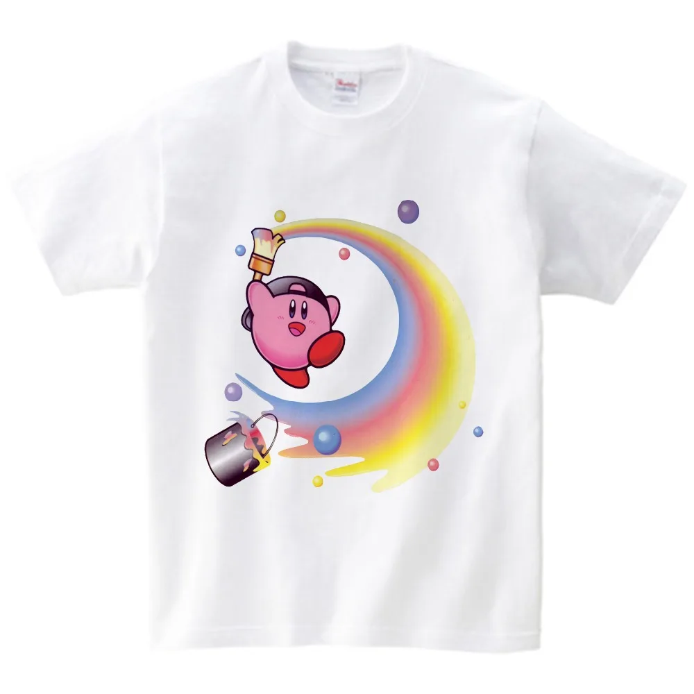Kirby game/футболка, Детская футболка из чистого хлопка с короткими рукавами и круглым вырезом, детская одежда года, дизайнерская футболка для мальчиков и девочек NN