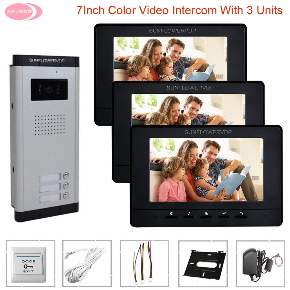 7'' Color Video Intercom For The Apartment Home Phone For Home Doorbell Intercom ir Camera Monitor Night Vision intercom system