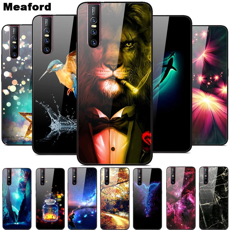Чехол из закаленного стекла для Coque VIVO V15 Pro Cover V 15 мягкий бампер с 3D рисунком кошки