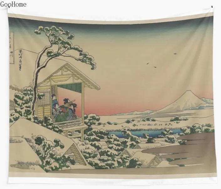 Чайный дом в Koishikawa-японский деревянный блок печати настенный гобелен покрытие пляжное полотенце пледы Одеяло Пикник йога коврик украшение дома