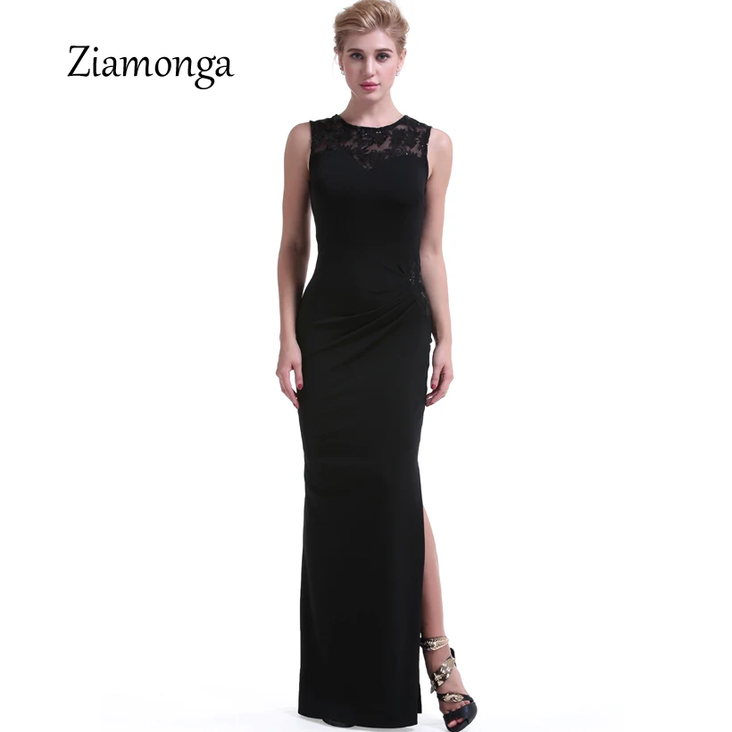 

Ziamonga Fashion Style Women Maxi Dress Sexy Elegant Long Party Dresses O-Neck Floor Length Sequined Lace Dress Long Vestidos