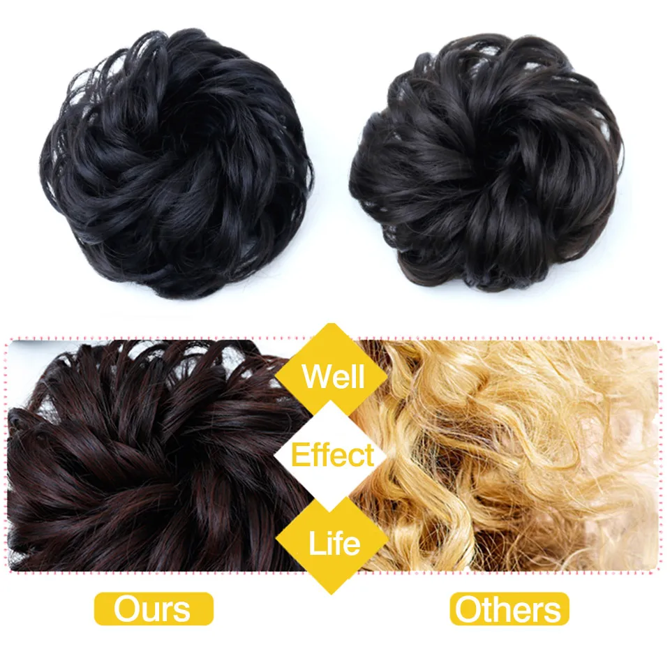 JINKAILI Curly Chignon Hair Tails Natural Fake Hairpieces Women Hairstyles Heat Resistant Synthetic Hair Pieces Hair For Women