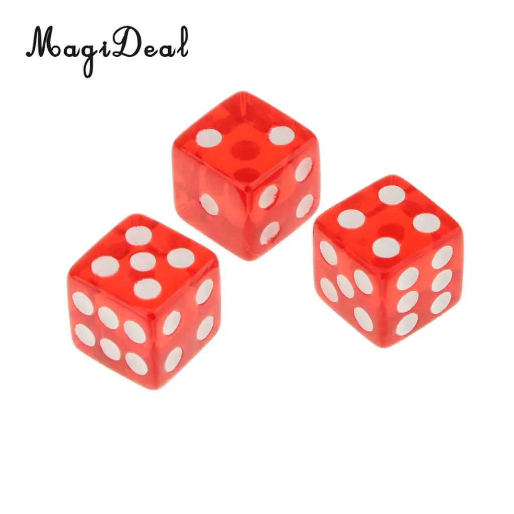 MagiDeal High Quality 100 x Translucent 16mm Six Sided Spot Dice RPG Games for Funny Party Club Dice Sport Game 5 Colors Choose