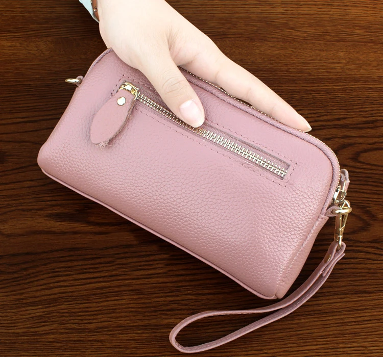 Genuine Leather Women Clutch Bags Female Luxury Small Wallet Handbags Ladies Casual Purse Mobile Phone Zipper Party Evening Bags