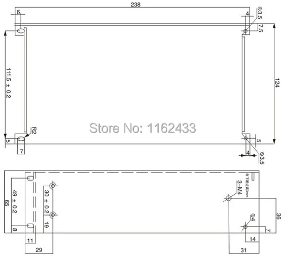 S-600 series general switching power supply mounting dimensions