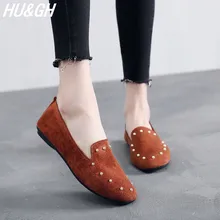 Новые женские черные рабочие туфли модные тонкие туфли на плоской нескользящей подошве с заклепками женские весенние удобные тканевые туфли с мягкой подошвой, Размеры 35-40