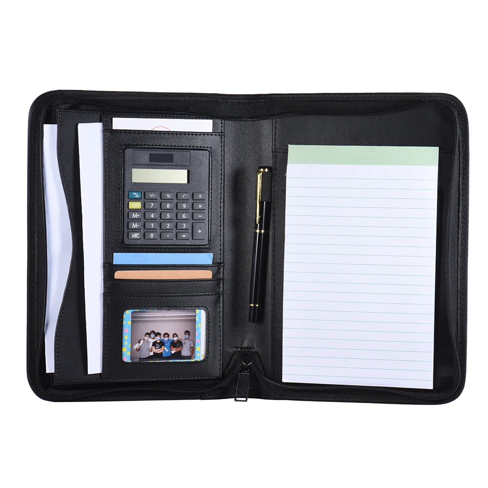 

PU Leather A5 Portable Business Portfolio Padfolio Folder Document Case Organizer with Calculator Holder Memo Note WJ-XXWJ354-