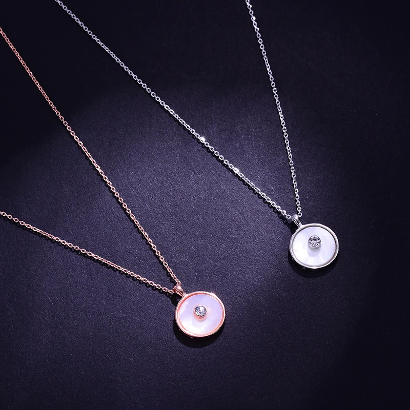 

Round Disk Women Necklaces Rose Gold Zircon Decorative Collar Jewelry Designer Brand Silver 925 Female Classic Silver Neck Chain
