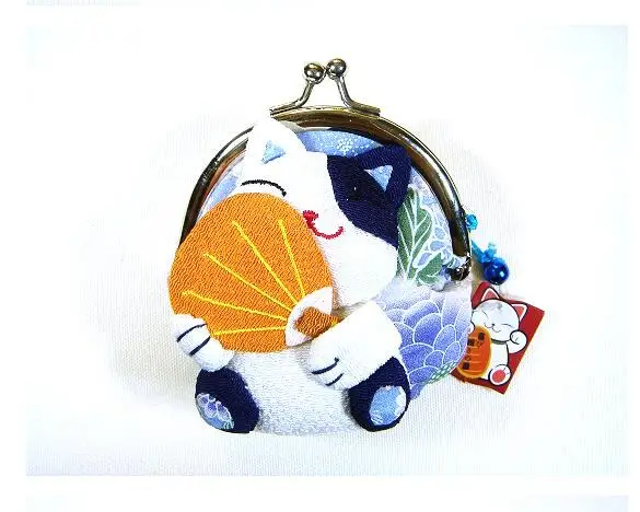 16 шт. японский стиль Lucky cat Кошельки для монет сумки нулевой кошелек японское кимоно из ткани