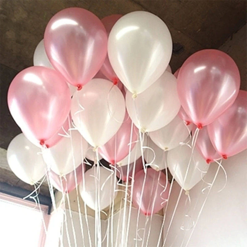 50 шт./лот, розовый, белый, 10 дюймов, жемчужные латексные воздушные шары, надувные, свадебные, гелиевый воздух, шары для детского дня рождения, украшения