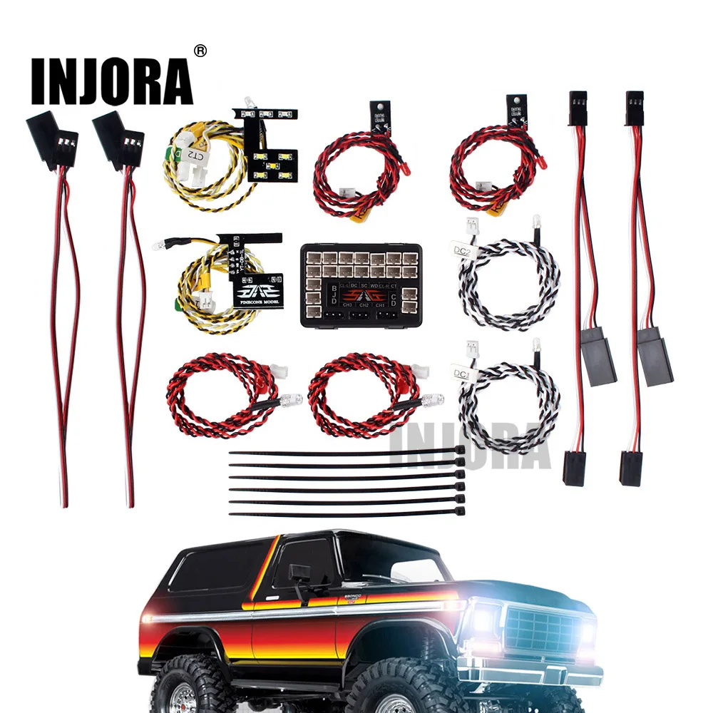 Skup INJORA LED system oświetlenia z przodu i tylna lampa grupy do 1 10 RC samochód Traxxas TRX4 Bronco 82046 4