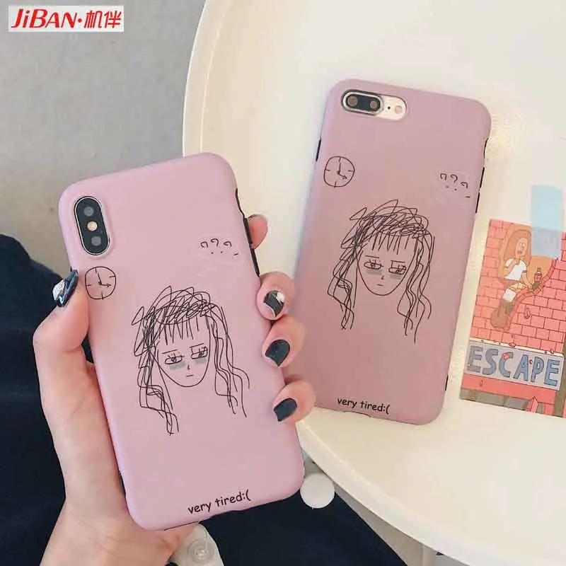 JIBAN Ins иллюстрация девушка телефон оболочки для iphone xs max XR X чехол телефона мягкий