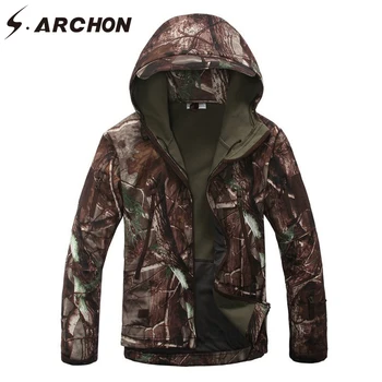 

S.ARCHON Shark Skin Tactical Camouflage Jackets Men Soft Shell Army Coat Waterproof Windbreaker Military Hooded Jacket Outerwear
