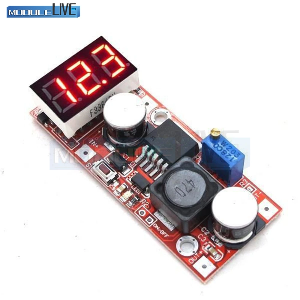

LM2596 DC 3.3V 4.5-28V to 1.3V-25V Buck Step Down Converter Board Red Digital LED Voltmeter Module Reduce Power Consumption