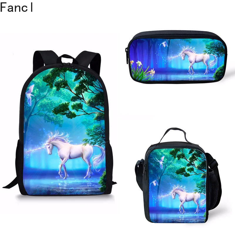 Новинка 2019 популярный комплект из 3 предметов школьная сумка с единорогом для