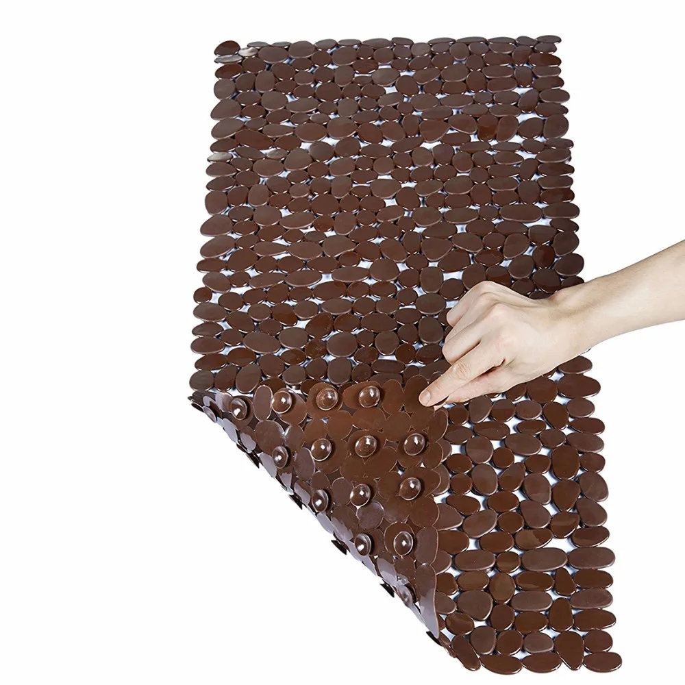 

70X36CM Vinyl Anti-Slip Anti-Bacterial Stone Bath Mat Slip-Resistant Shower Mats Powerful Suction Cup Gripping Bathtub Mats Pads